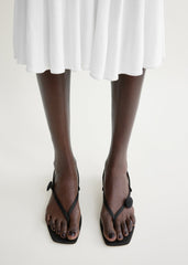 Slingback satin flip flops black
