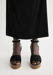 Platform suede sandals black/tan