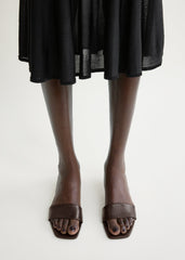 Slim lizard-embossed bandeau mules brown