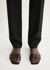 Slim lizard-embossed bandeau slides brown