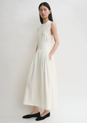 Sleeveless cotton tee dress off white