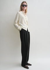 Raglan-sleeve cashmere cardigan talc