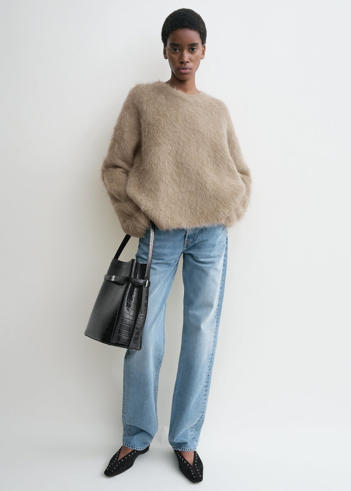 Boxy alpaca knit truffle melange