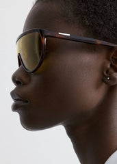 Shield aviator sunglasses dark havana