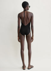 Halter tie swimsuit black