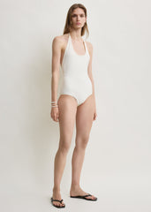 Halter tie swimsuit ecru