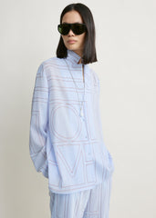 Monogram cotton-blend pj top sky
