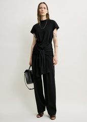 Tie-waist jersey top black