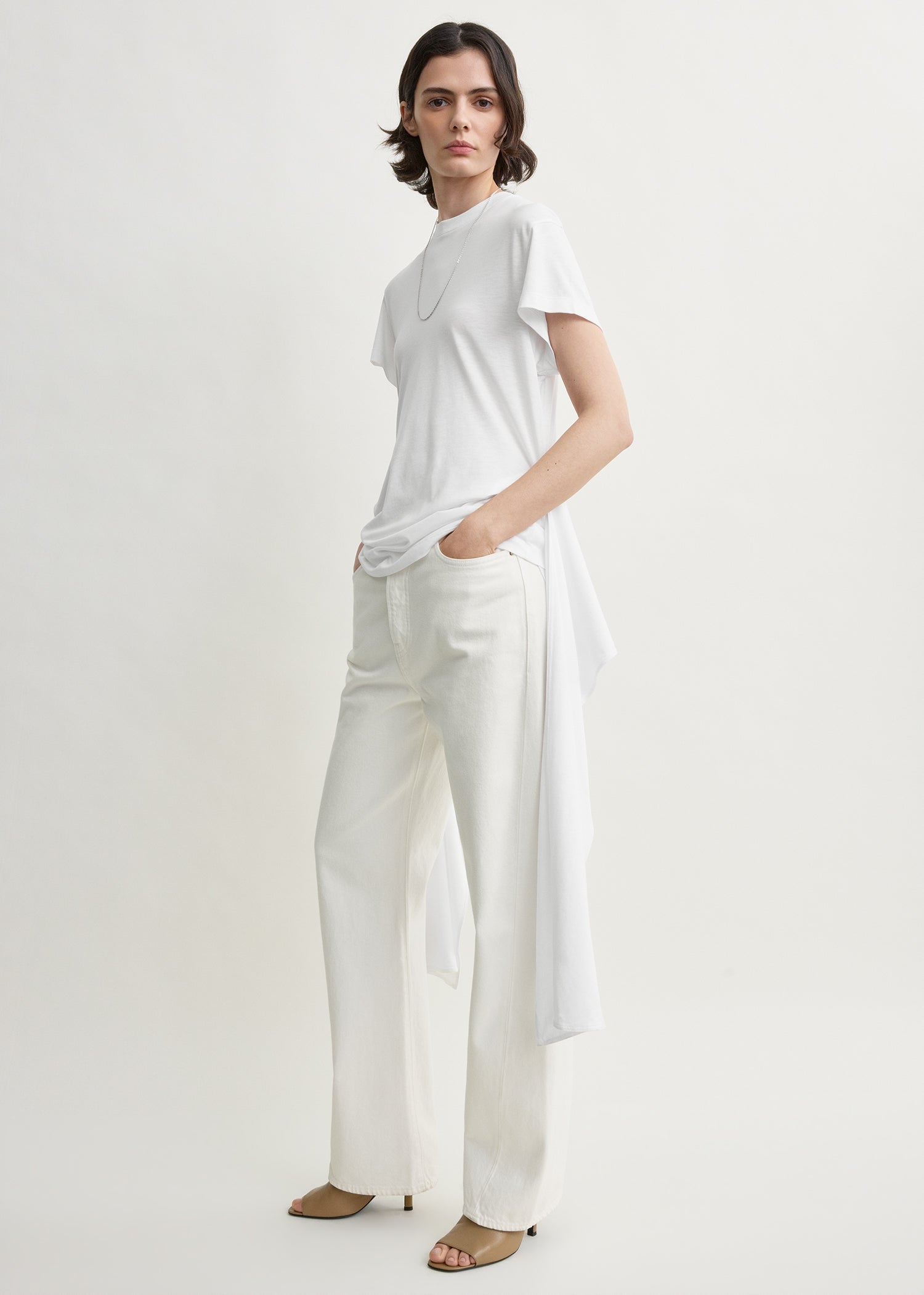 Tie-waist jersey top white