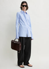 Striped poplin shirt blue/white