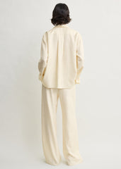 Monogram silk pj top cream