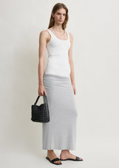 Draped jersey skirt pale grey mélange