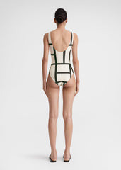 Monogram swimsuit ecru