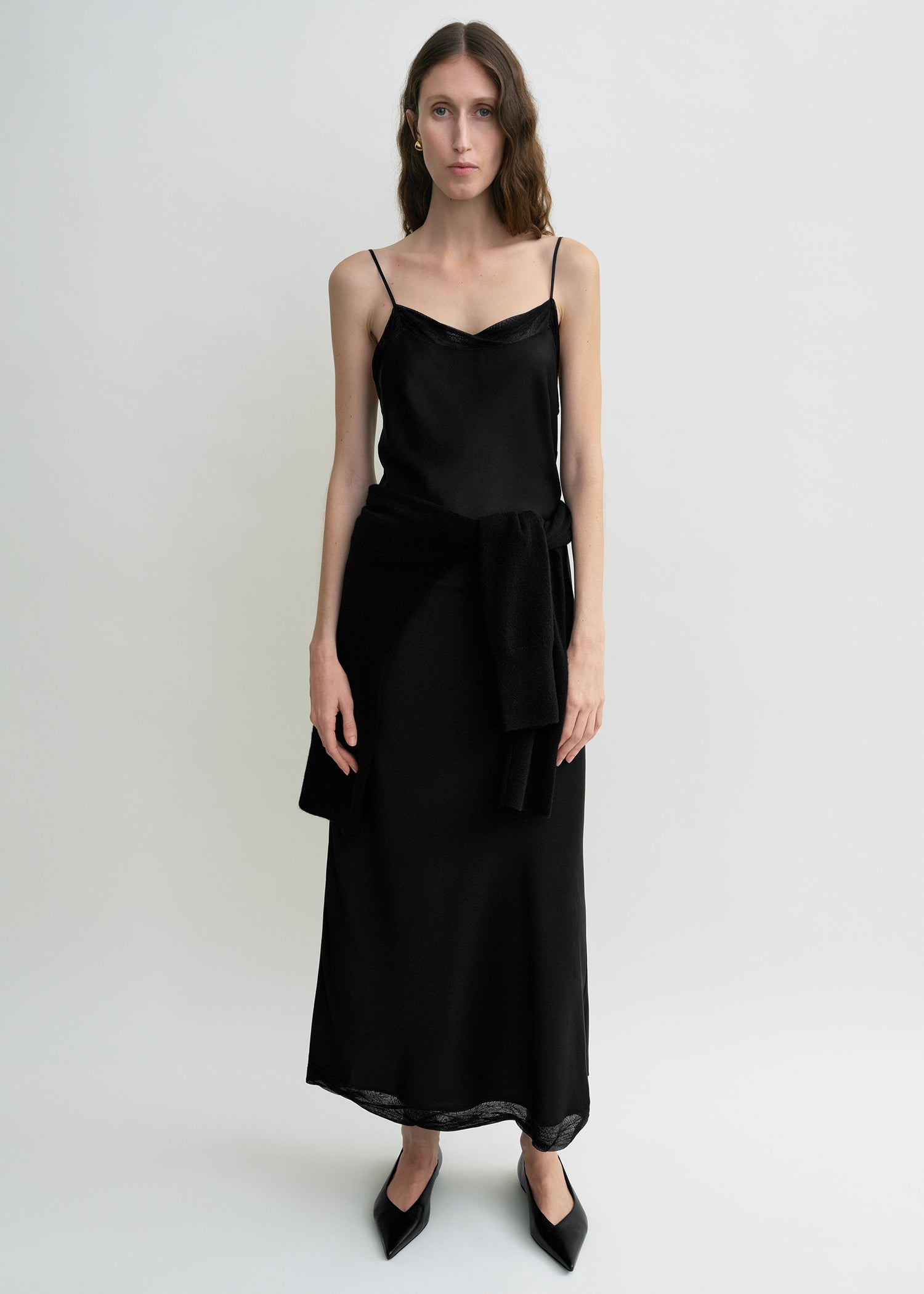 Satin slip dress black petite