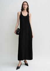 Scoop-neck sablé dress black petite