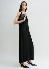Scoop-neck sablé dress black petite