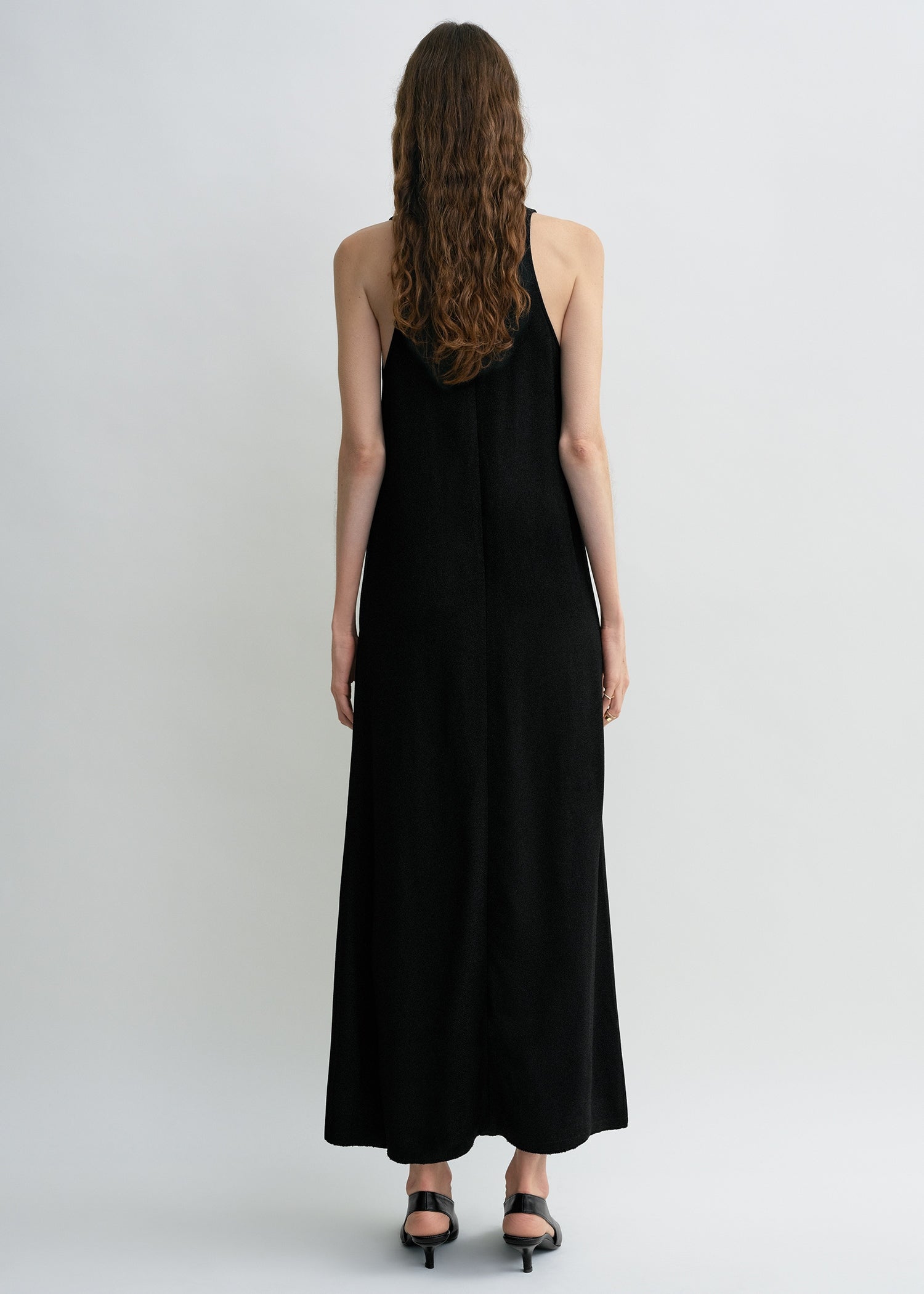 Scoop-neck sablé dress black petite