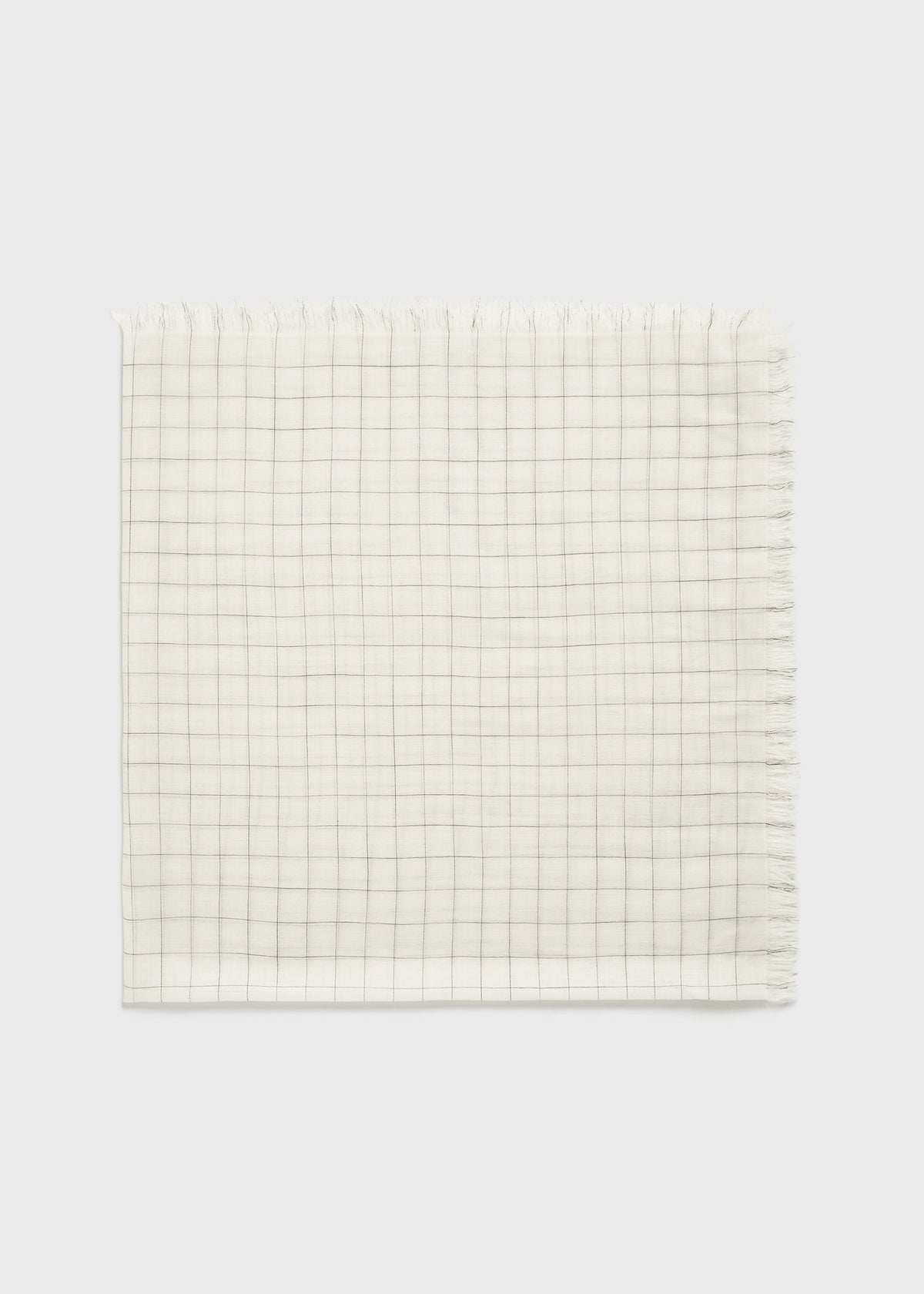 Checked light wool scarf ecru/black