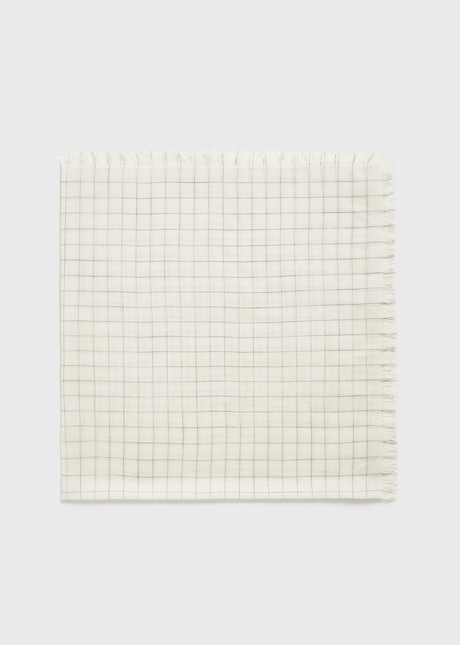 Checked light wool scarf ecru/black
