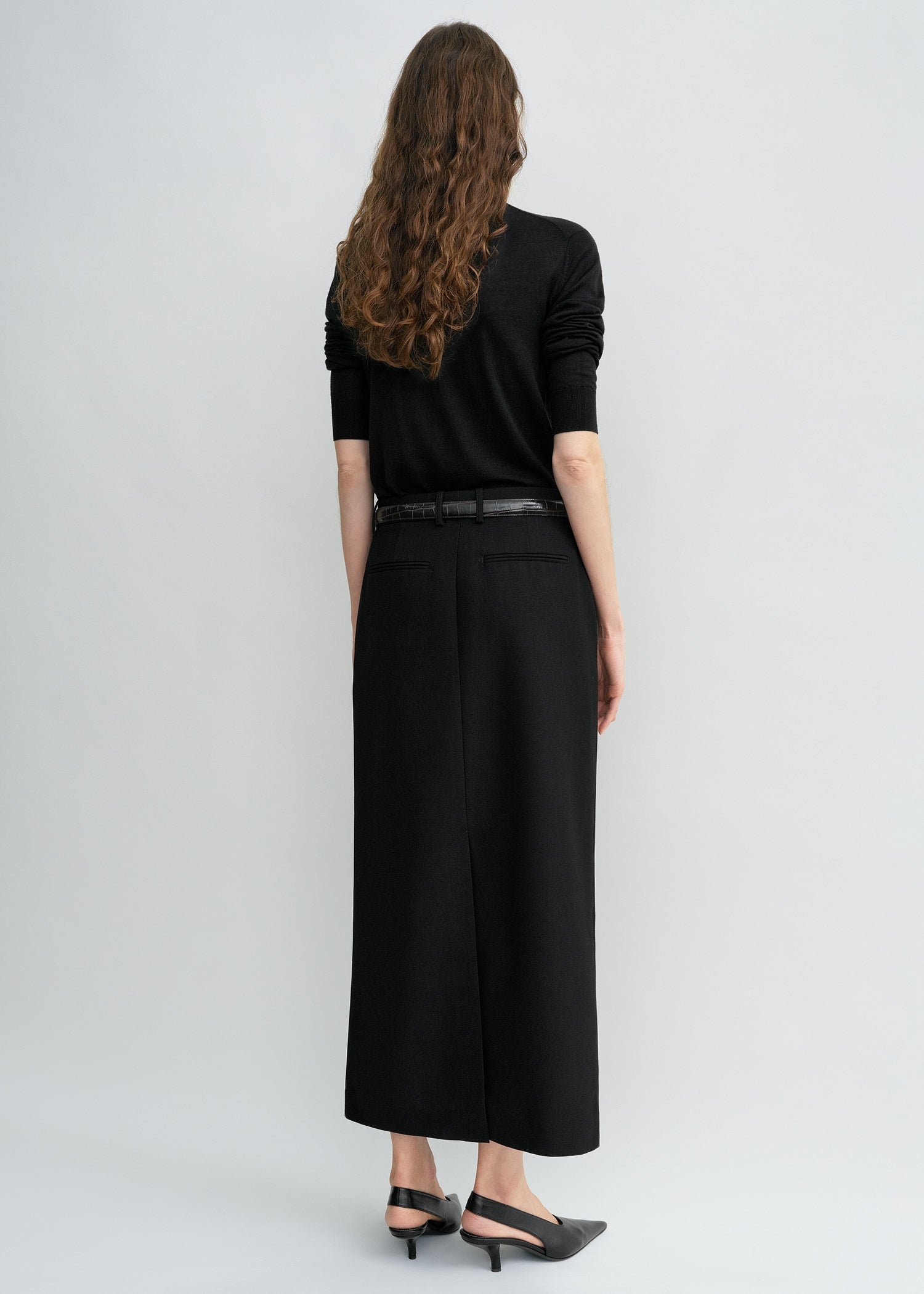 Low-waist straight skirt black petite