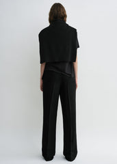 Double-pleat fluid trousers black petite