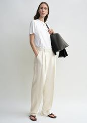 Double-pleat fluid trousers ecru petite