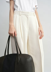 Double-pleat fluid trousers ecru petite