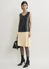 Pleated wrap skirt champagne