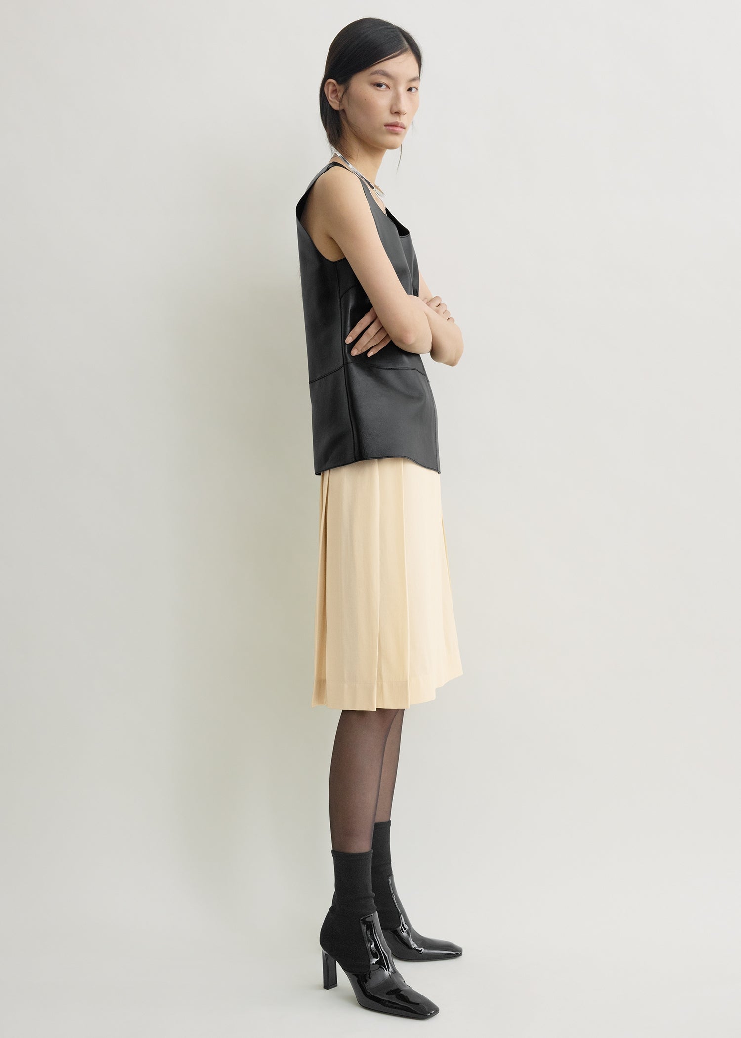 Pleated wrap skirt champagne petite