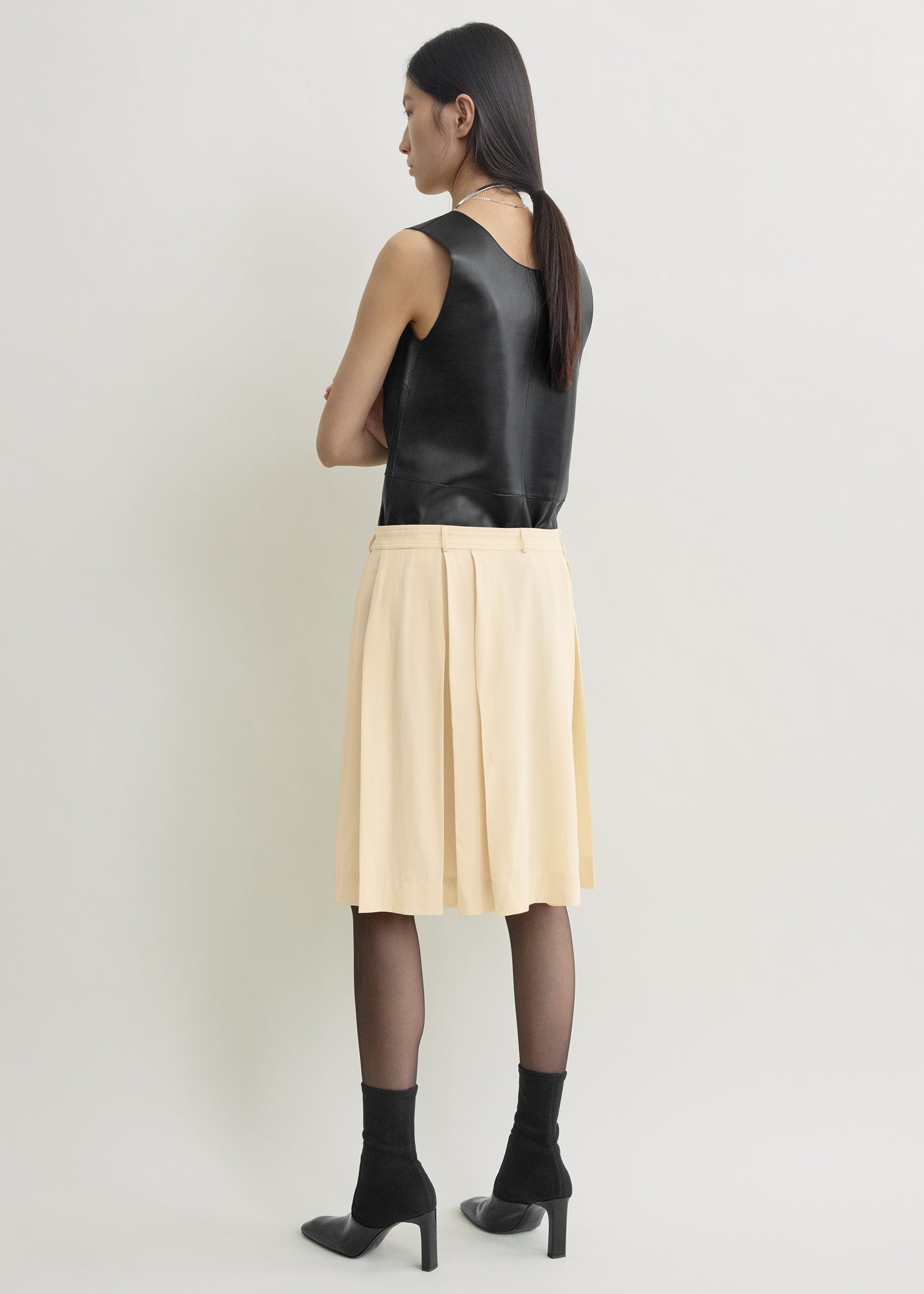 Pleated wrap skirt champagne