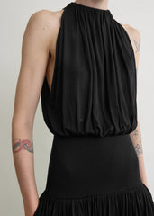 Soft gathered dress black