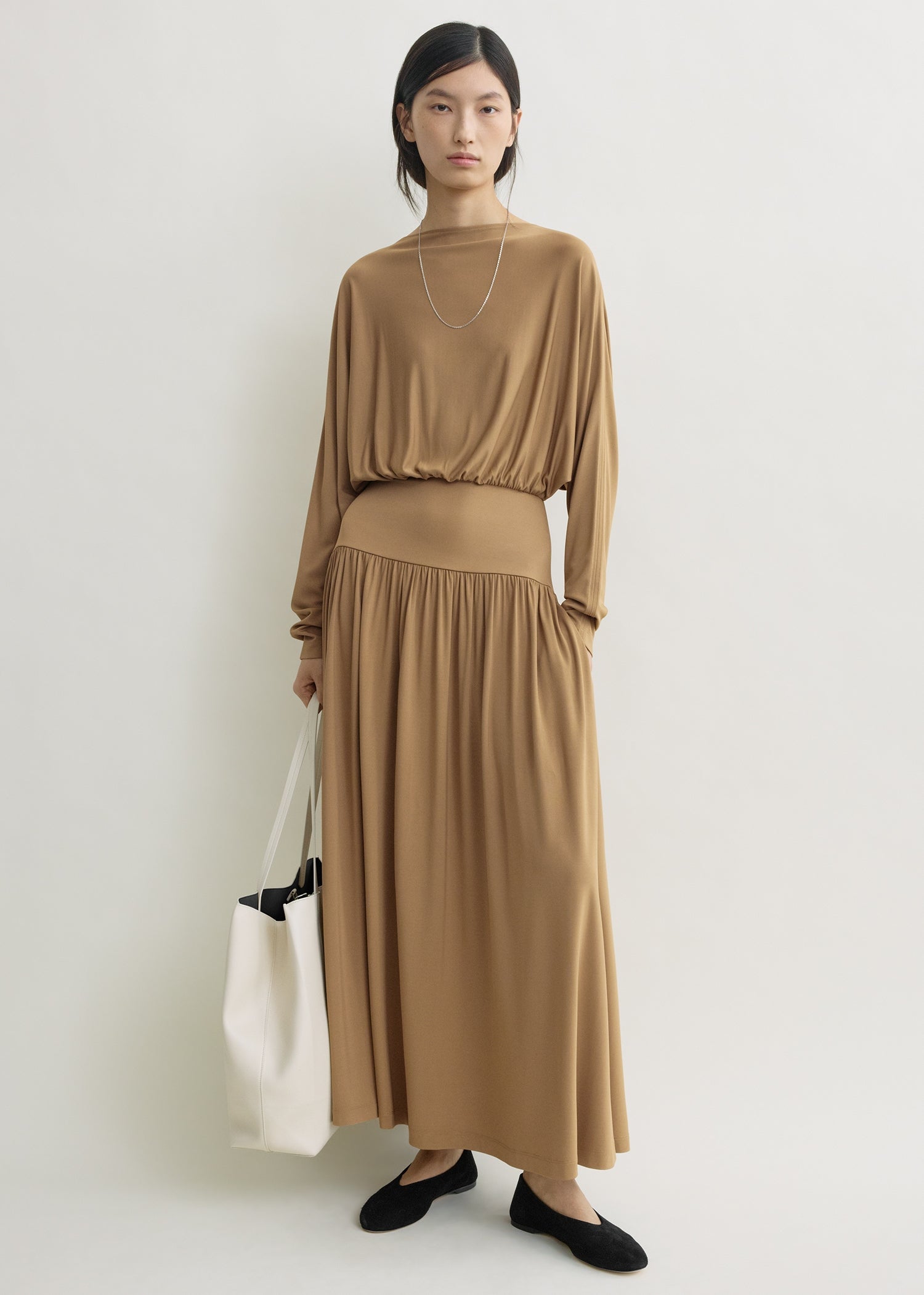Boatneck jersey dress nutmeg