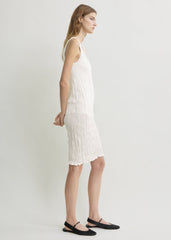 Crinkled knit tank dress white