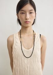 Crinkled knit tank dress pale apricot