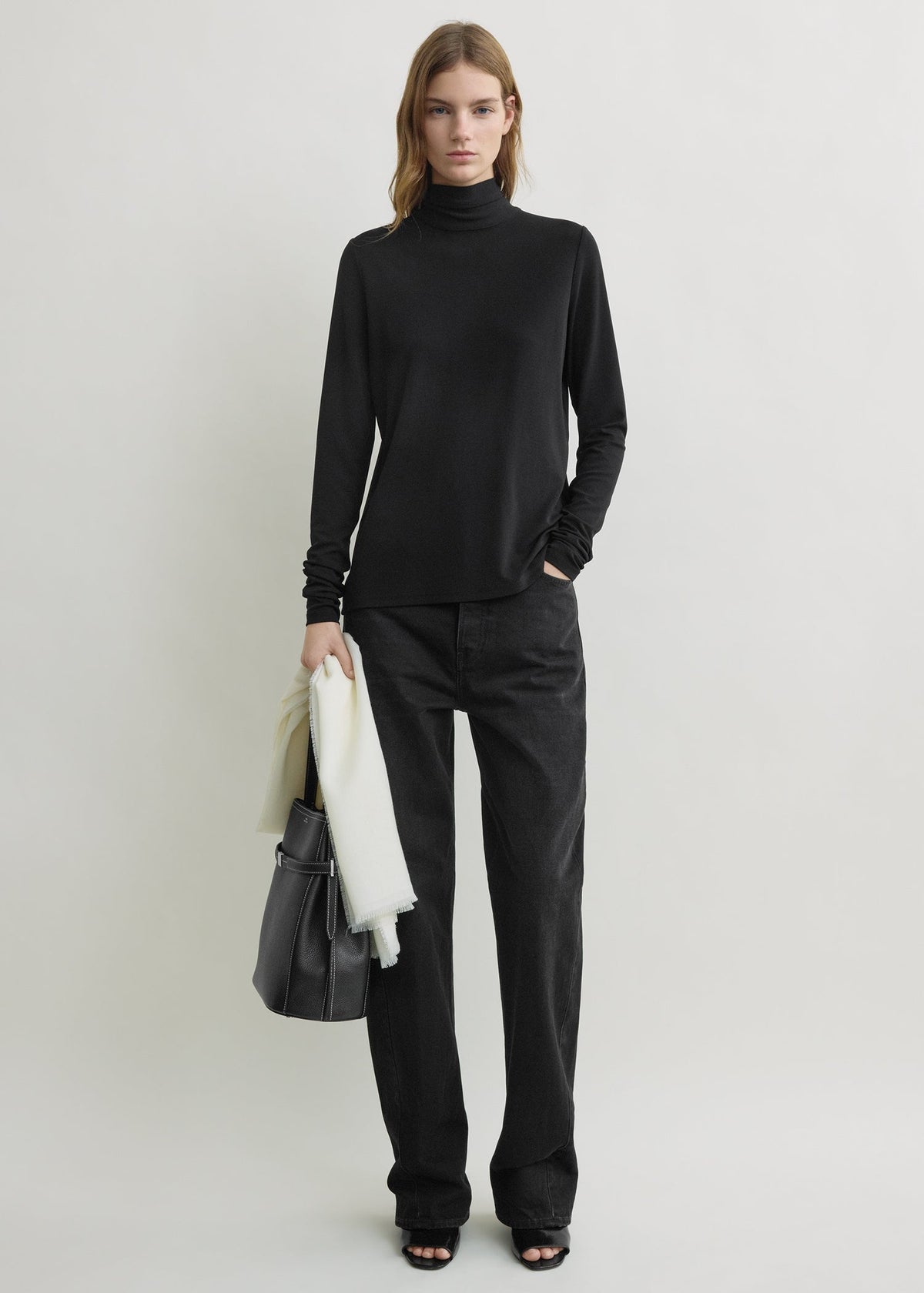 High-neck jersey top black