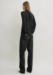 High-neck jersey top black