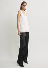 Crinkled knit tank white