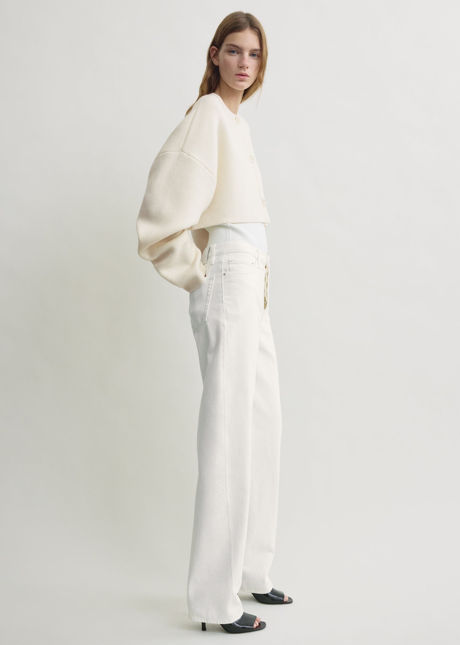 Cropped oversized cardigan milk