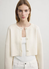 Cropped oversized cardigan milk