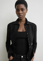 Fitted polo cardigan black