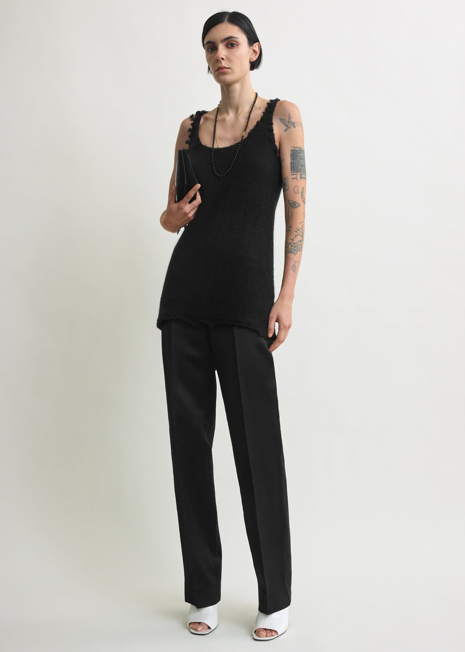 Mohair knit tank black