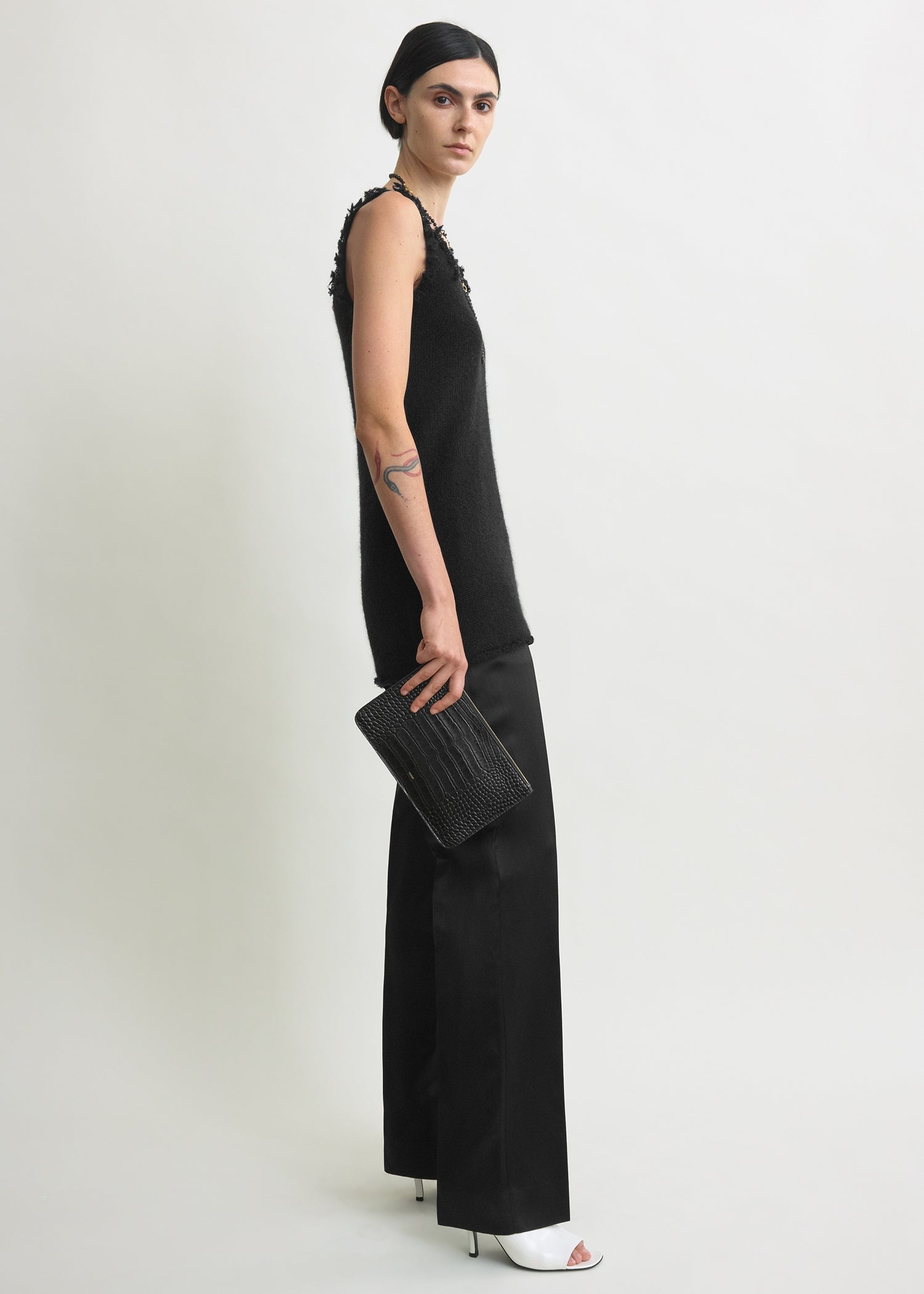 Mohair knit tank black
