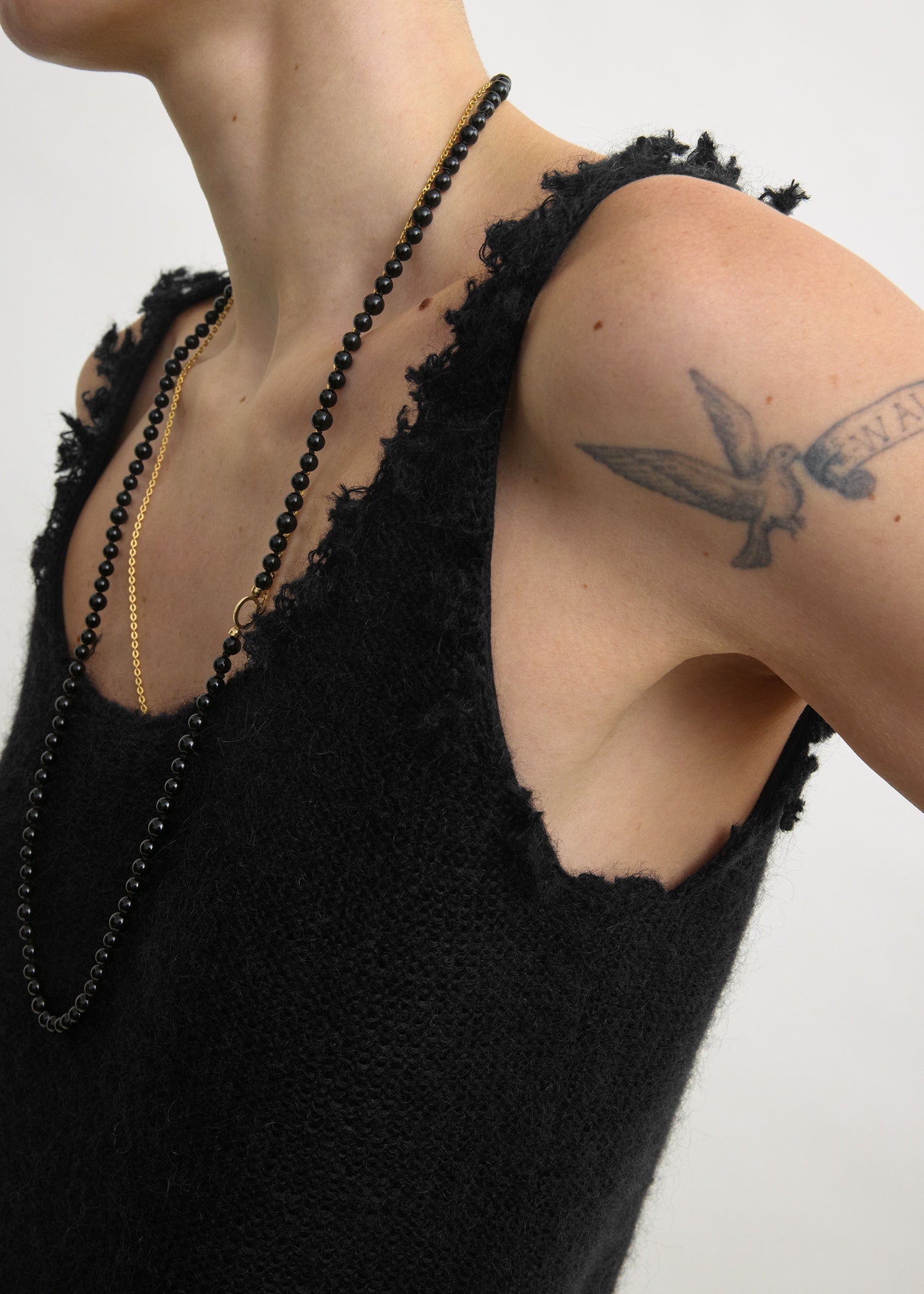 Mohair knit tank black