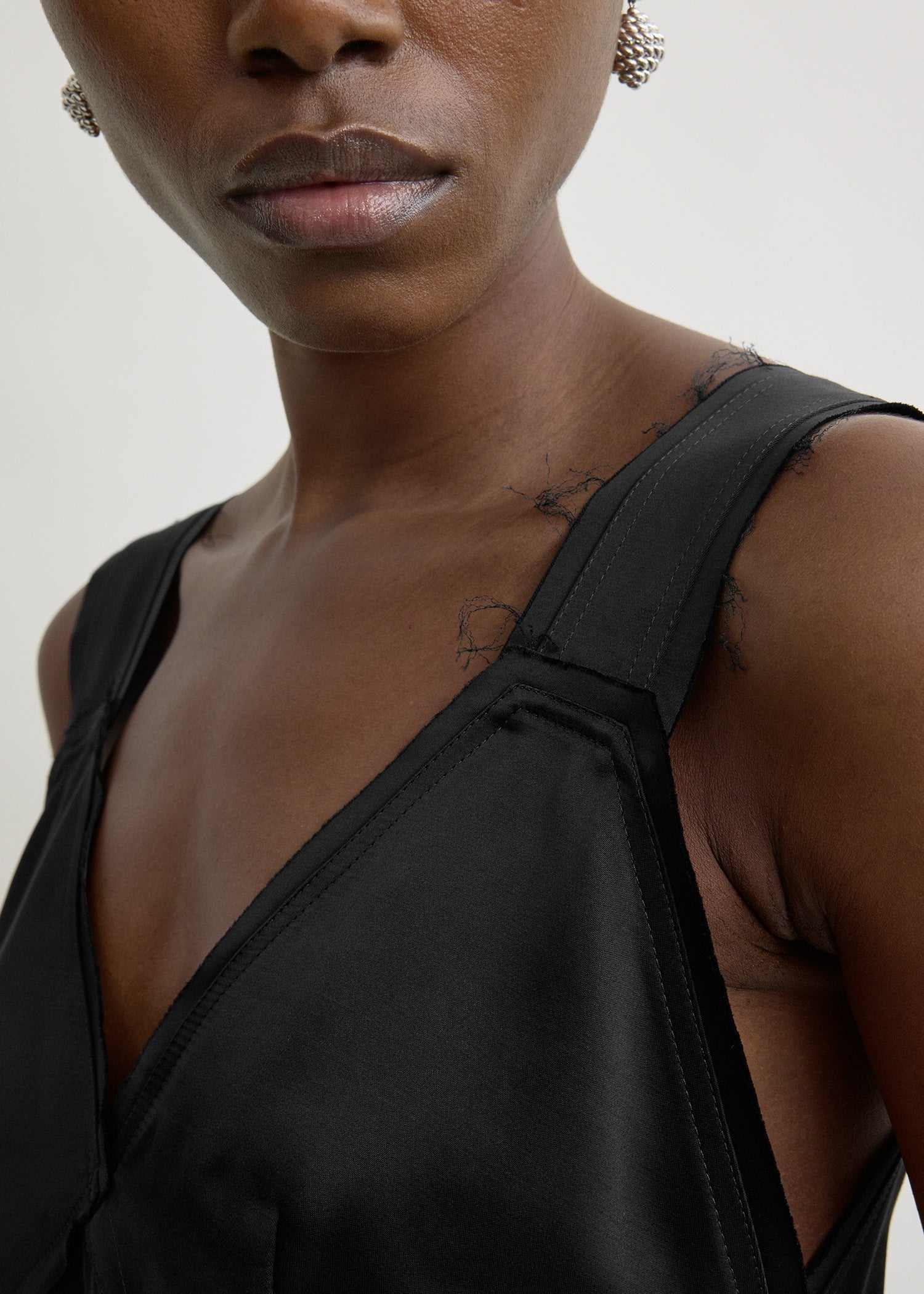 Cropped satin camisole black