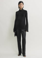 Frayed-edge slim top black