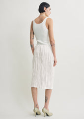 Crinkled linen skirt white