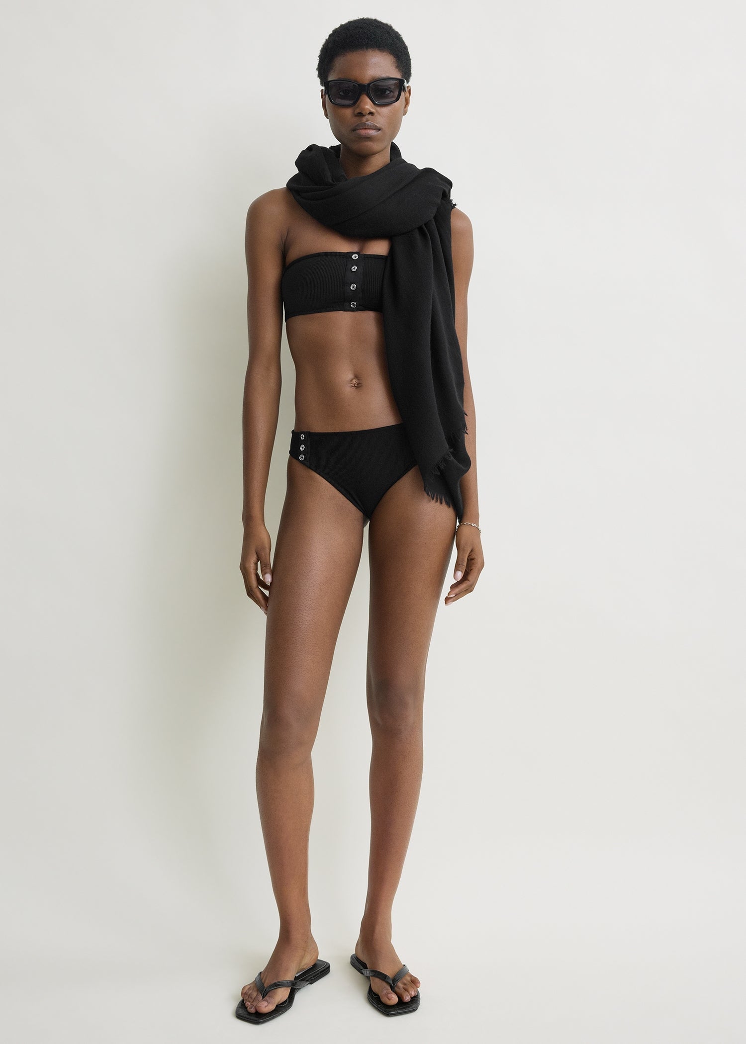 Ribbed bikini bottom black