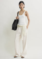 Woven stripe drawstring trousers meringue