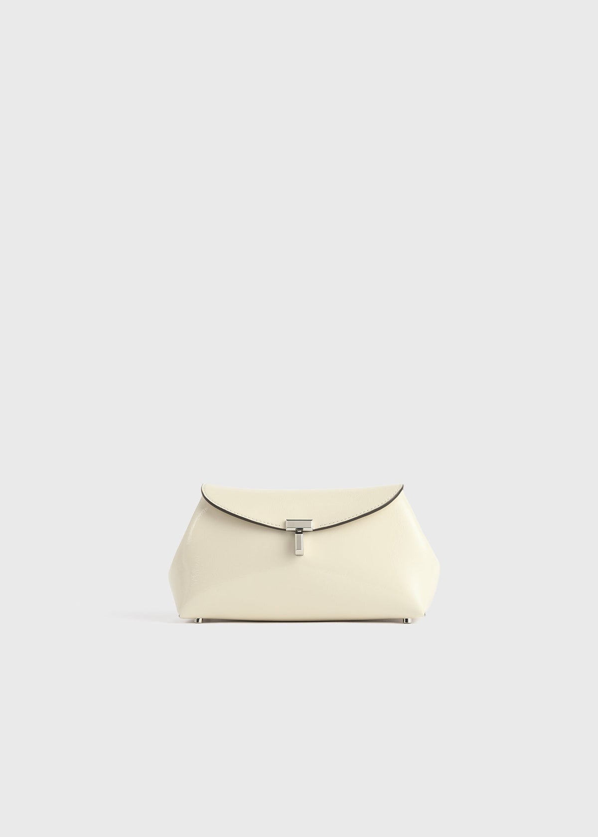 Mini T-lock naplack clutch milk