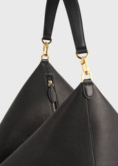 Bevel grained-leather bag black